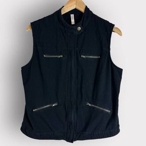 Xhilaration Bomber Vest Quilted Zip Utility Black Extra Large